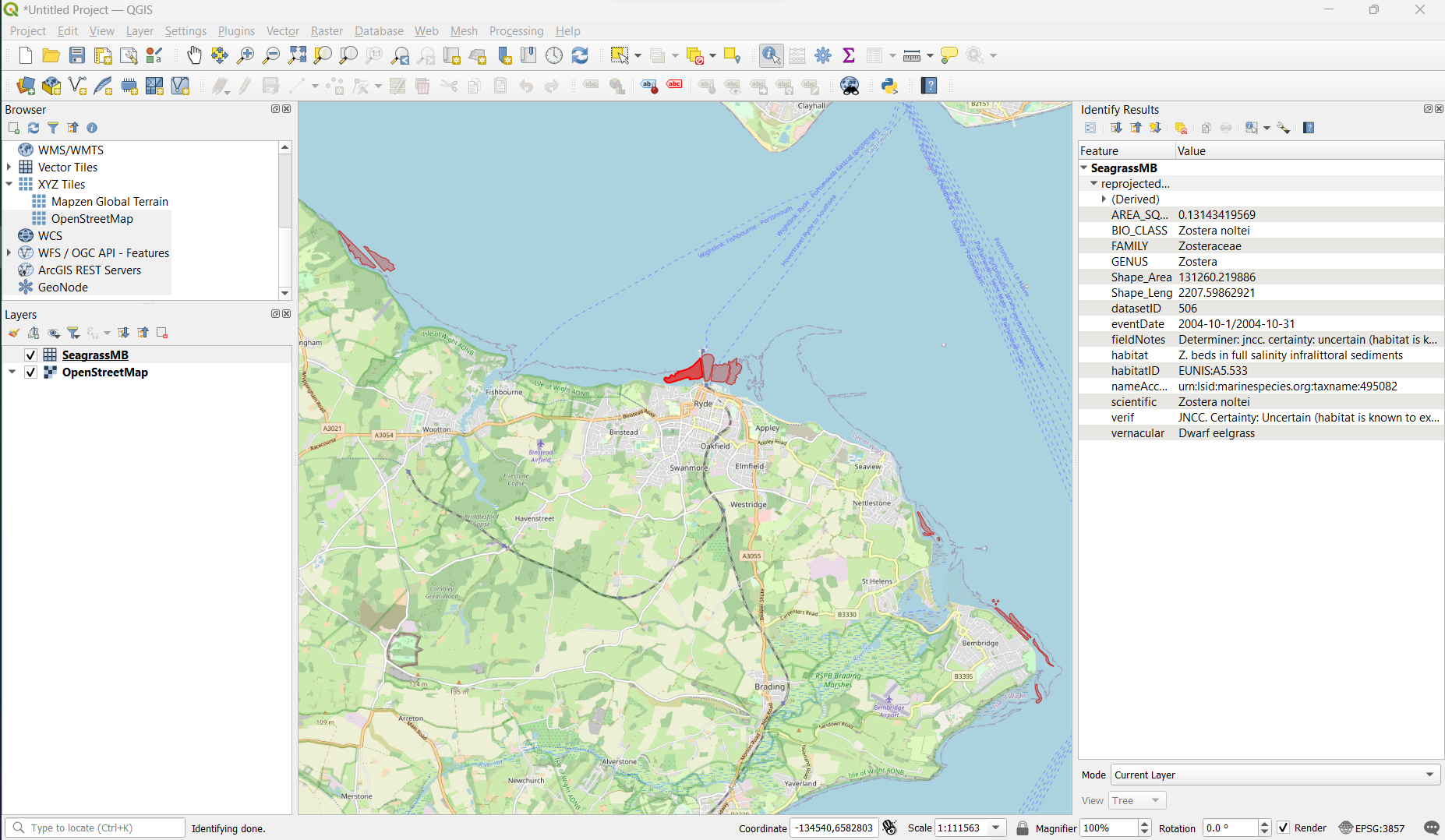 Example of a data layer in QGIS