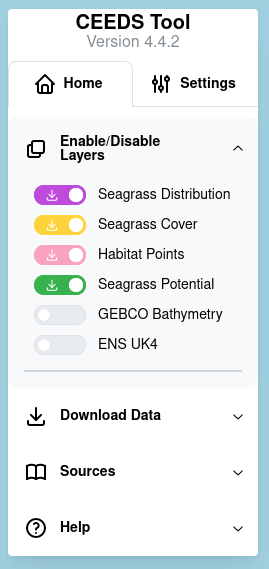 Left panel will data layer menu extended